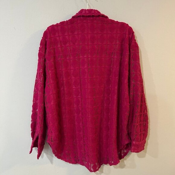 NWT Davi & Dani Hot Pink Textured Button Down Oversized Shacket Size Medium - Picture 6 of 8